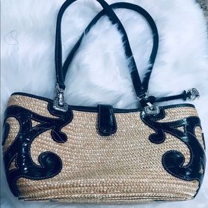 Brighton Straw & Patent Leather Accent Purse